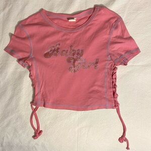 Urban Outfitters ‘Baby Girl’ Baby Tee With Lace Up Sides Size Medium